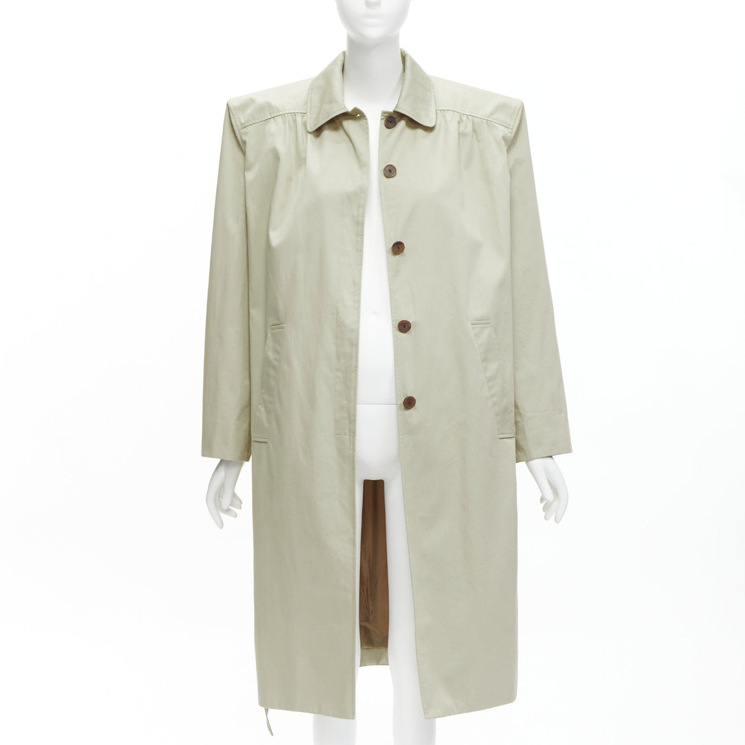 BALENCIAGA Demna 2017 Runway boxy oversized shoulder belted trench coat FR34 XS