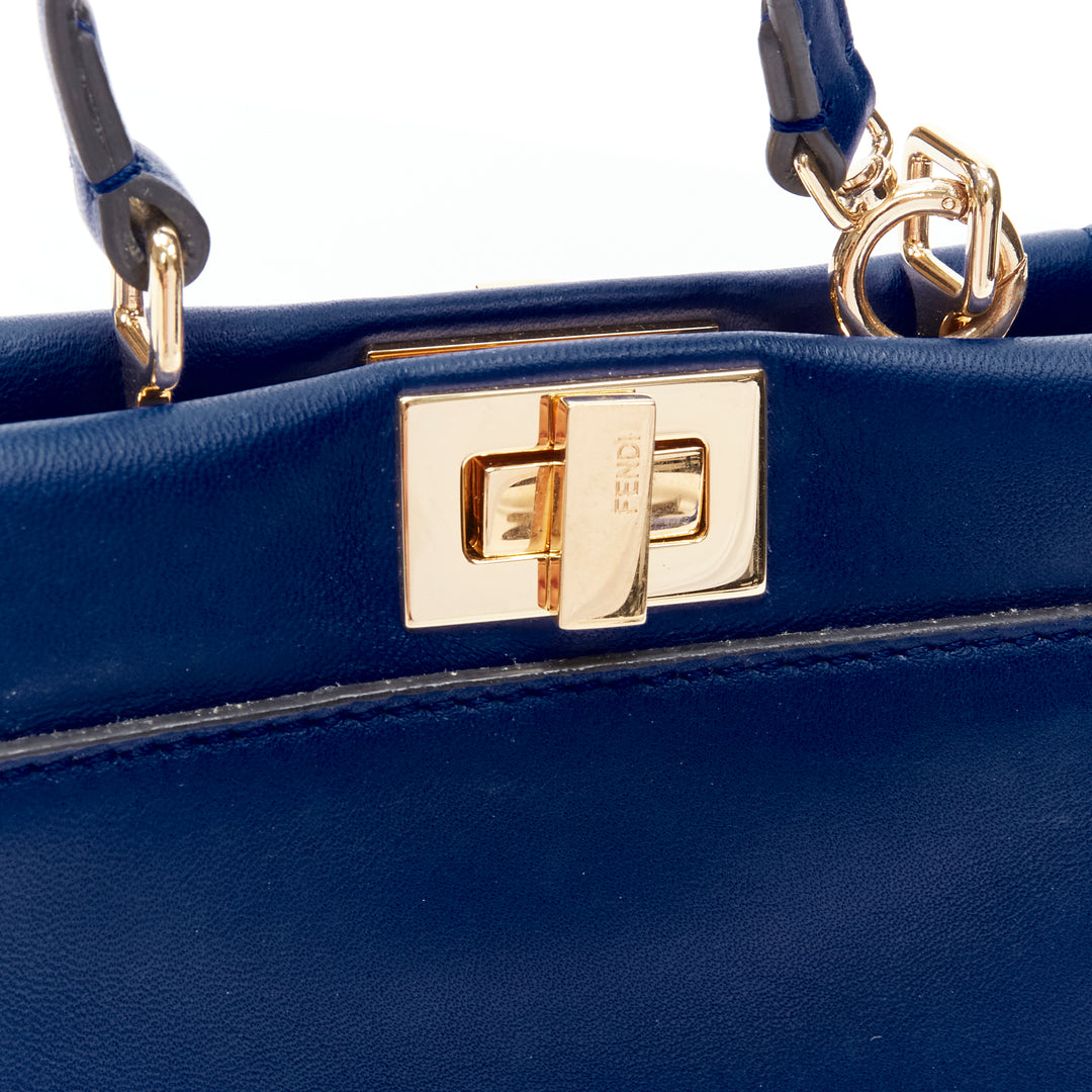FENDI Micro Peekaboo blue leather gold hardware crossbody bag