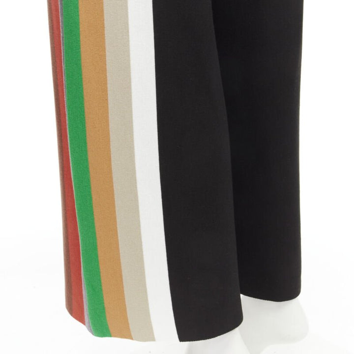 AKIRA NAKA black multi stripe wide leg relaxed knitted pants US2 S