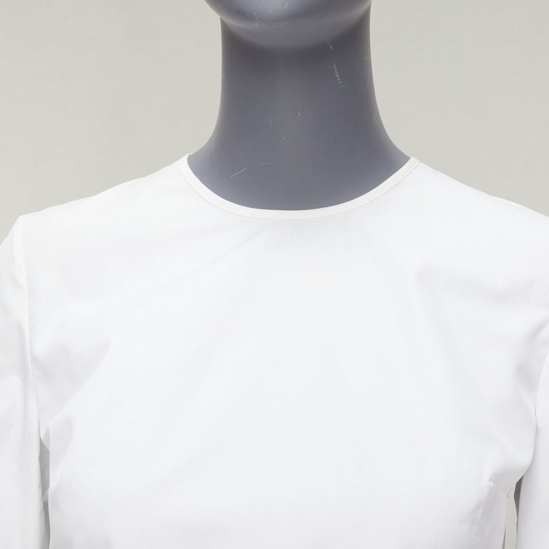 ROKSANDA Kemi white cotton poplin bow cuff flared sleeve peplum top UK6 XS