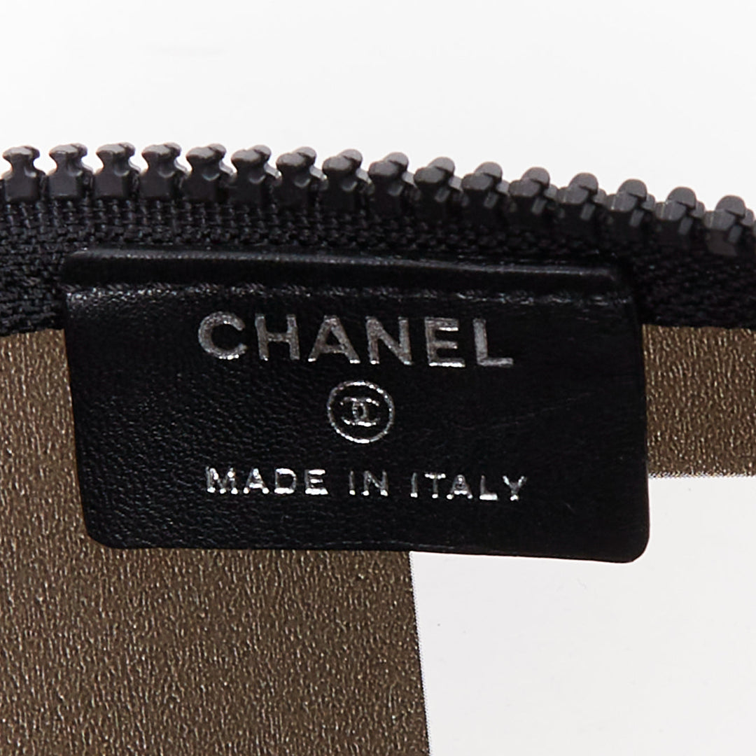 CHANEL 2003 Coco Window black clear PVC silver zip cosmetic pouch