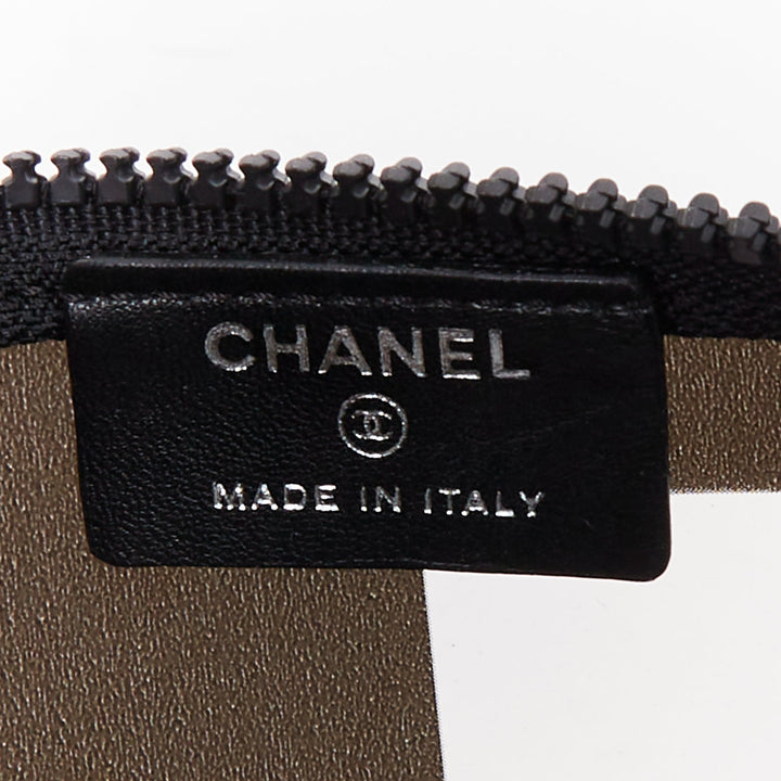 CHANEL 2003 Coco Window black clear PVC silver zip cosmetic pouch