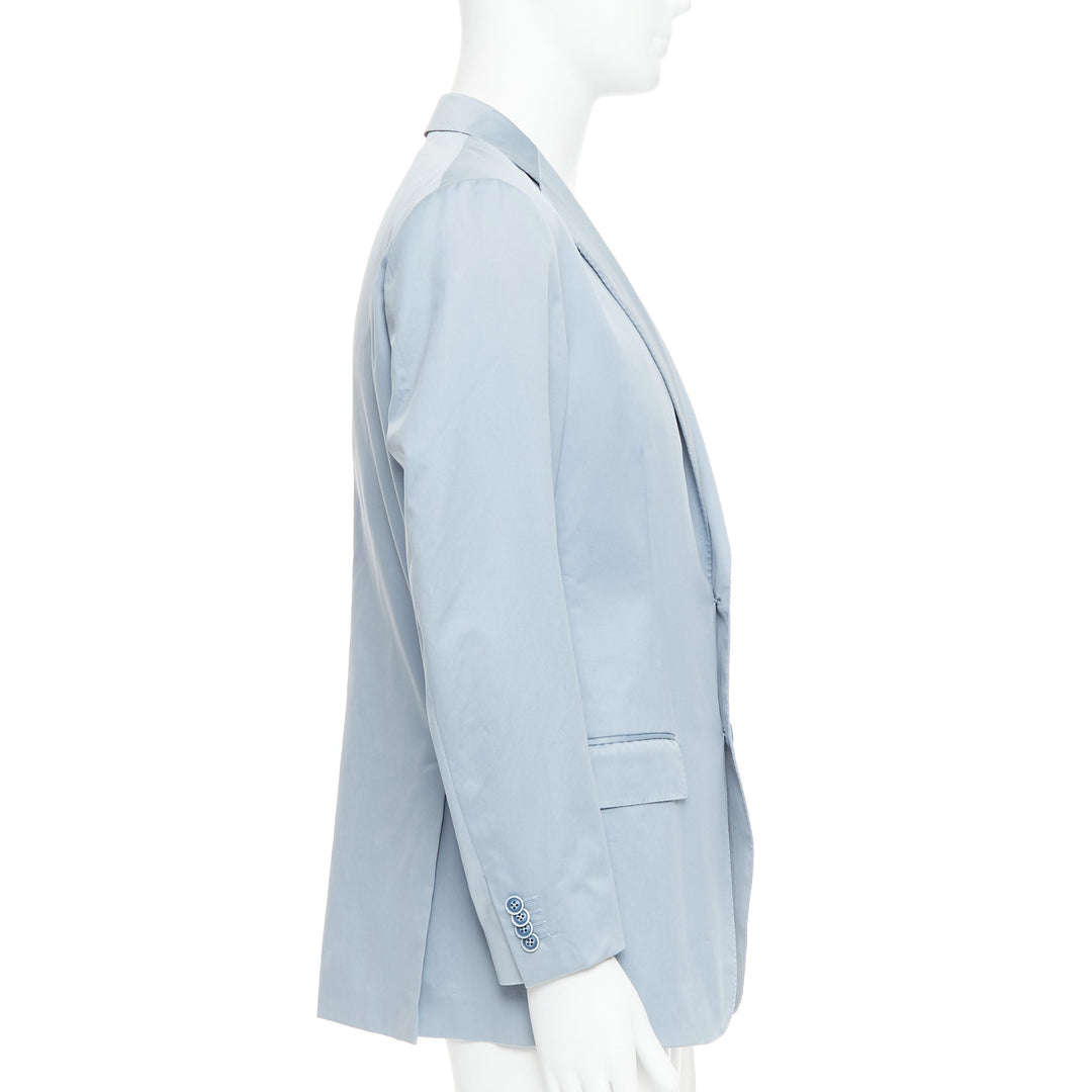 ERMENEGILDO ZEGNA light blue cotton handstitched lapel pockets blazer IT50 L
