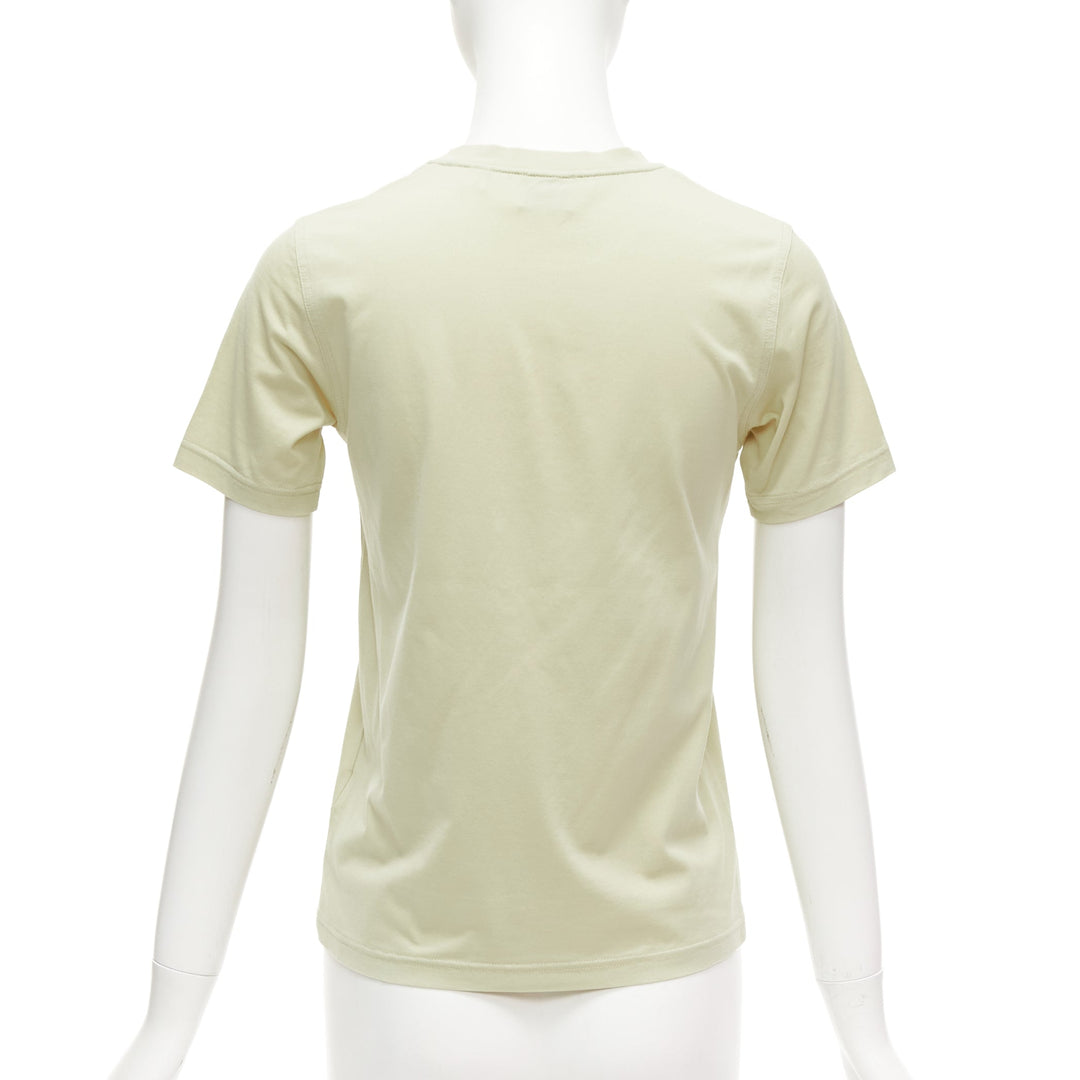 BURBERRY beige cotton white logo print slim fit short sleeve tshirt XS