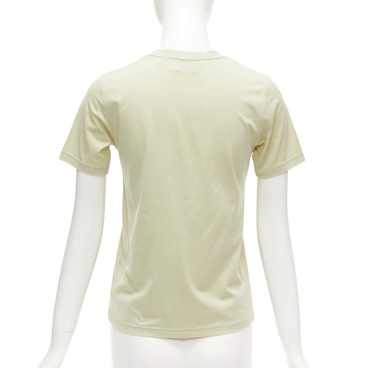 BURBERRY beige cotton white logo print slim fit short sleeve tshirt XS