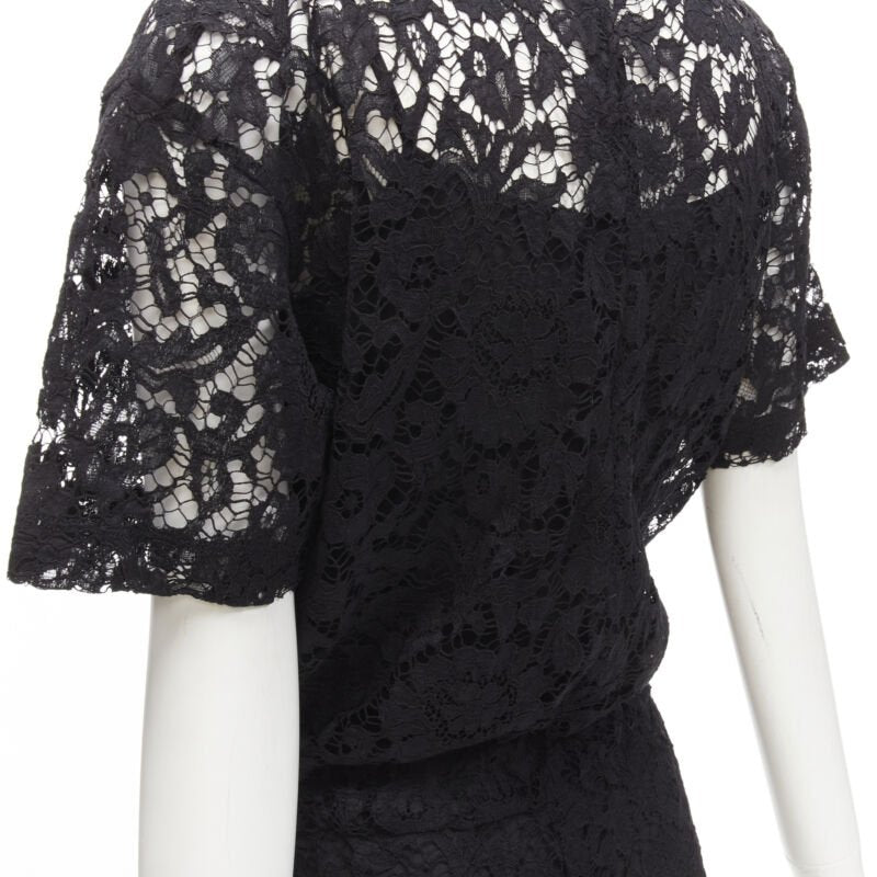 VALENTINO VLTN logo black lace white full floral lace playsuit romper XS