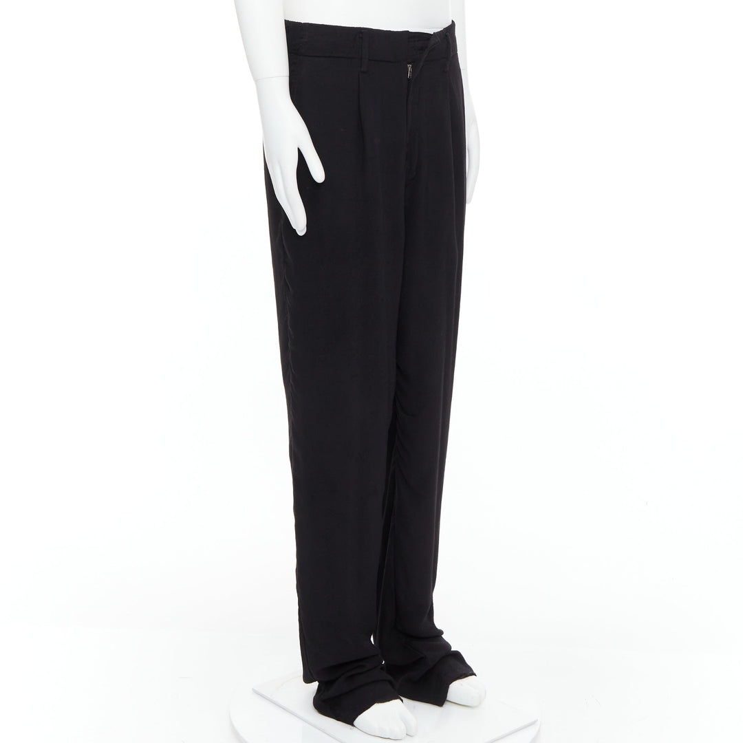 YOHJI YAMAMOTO Y's black rayon pleated front wide tapered pants JP3 L