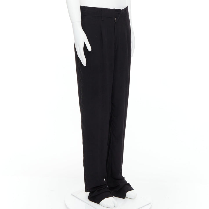 YOHJI YAMAMOTO Y's black rayon pleated front wide tapered pants JP3 L
