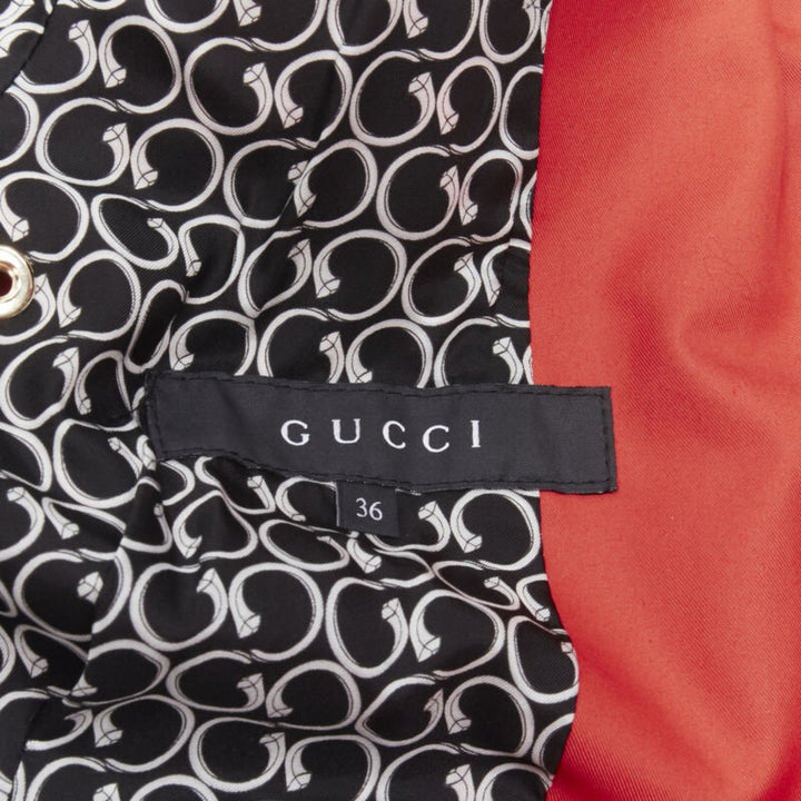 GUCCI red cotton elasticised waist belted anorak parka jacket IT36 S