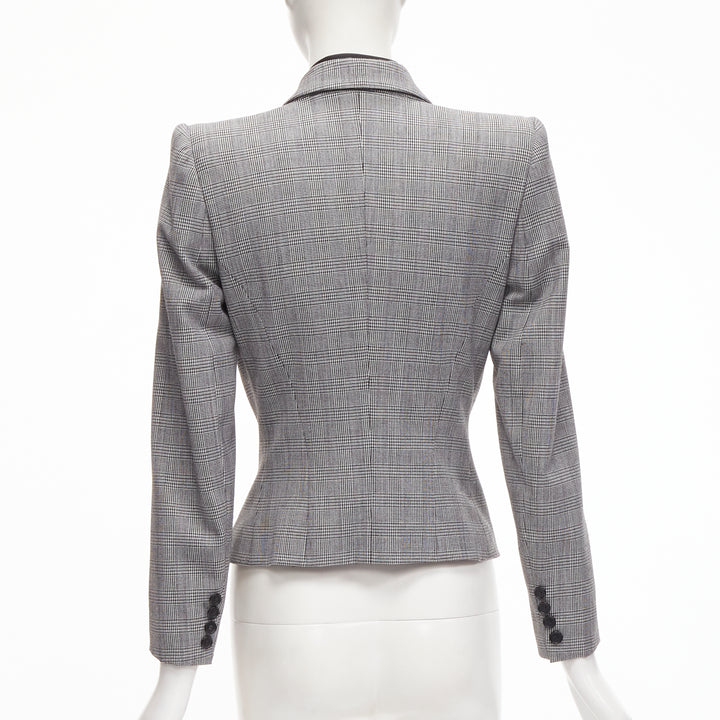 ALEXANDER MCQUEEN 1990 Vintage grey houndstooth layer collar power blazer IT40 S