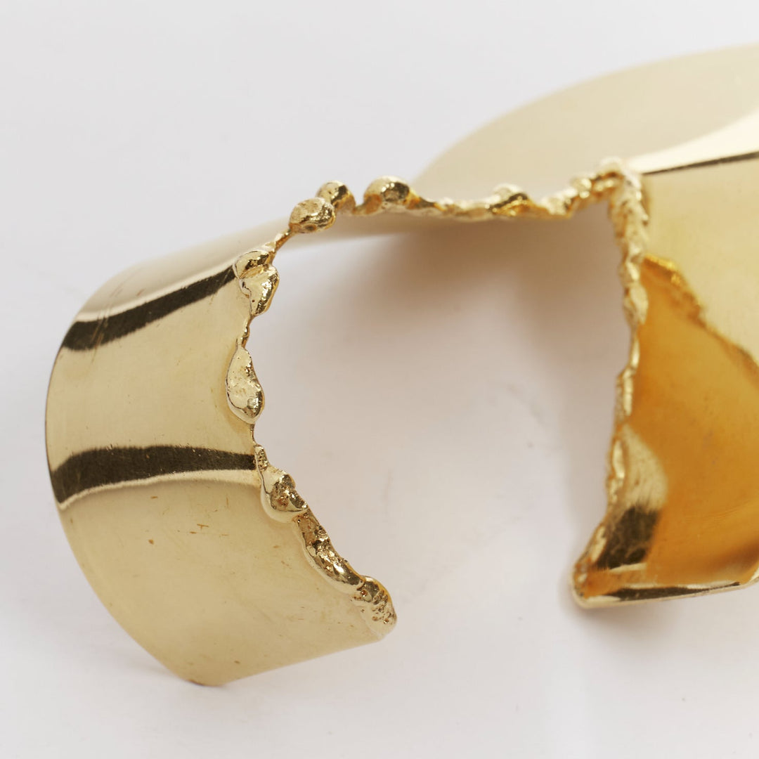 rare OLD CELINE Phoebe Philo Runway Devoured gold tear statement bangle cuff S