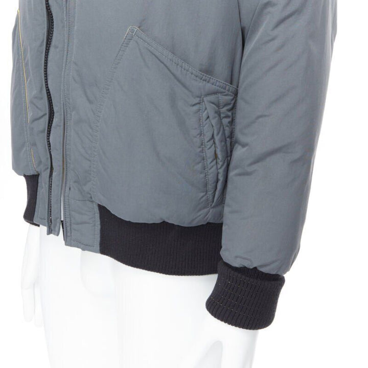 N HOOLYWOOD greey contrast yellow lined goose down padded bomber jacket S