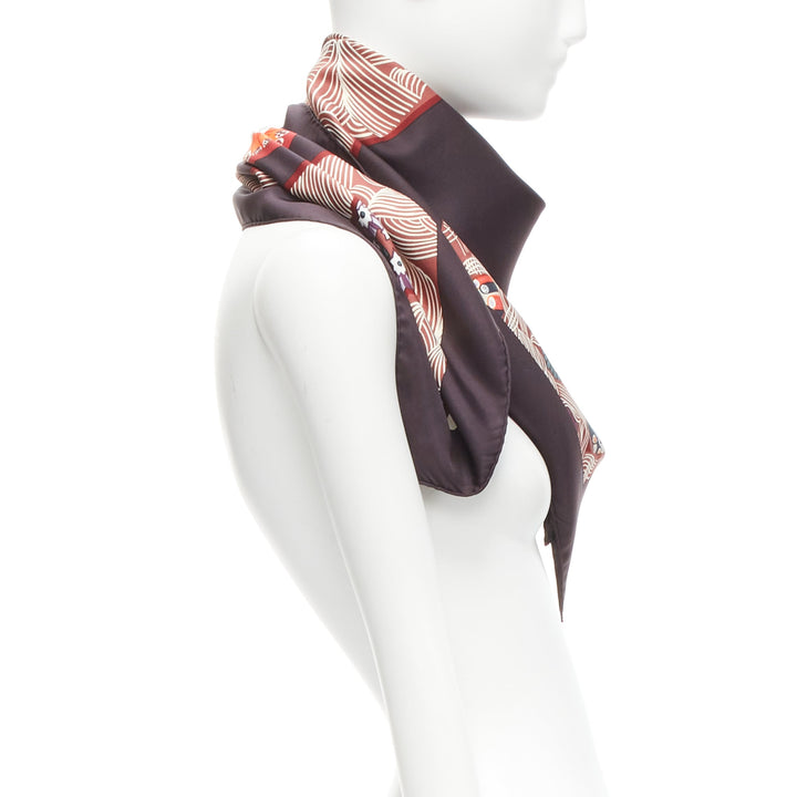 HERMES 100% silk Sulfures Press Papier dark floral print scarf