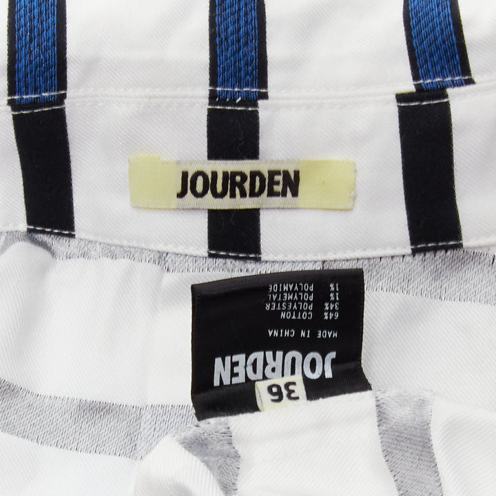 ANAIS JOURDEN blue white black striped tassel trim raglan cropped jacket FR36 S