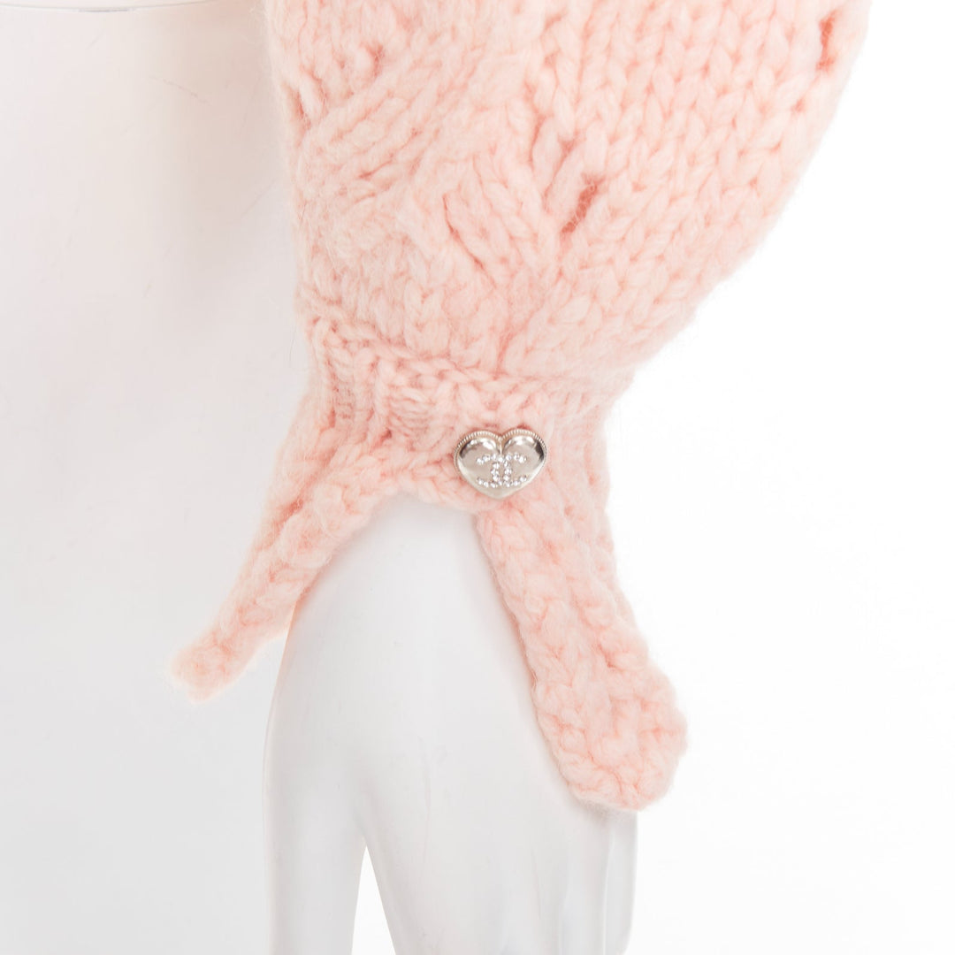 CHANEL 21B pink wool alpaca blend ruffle capelet sweater FR34 XS