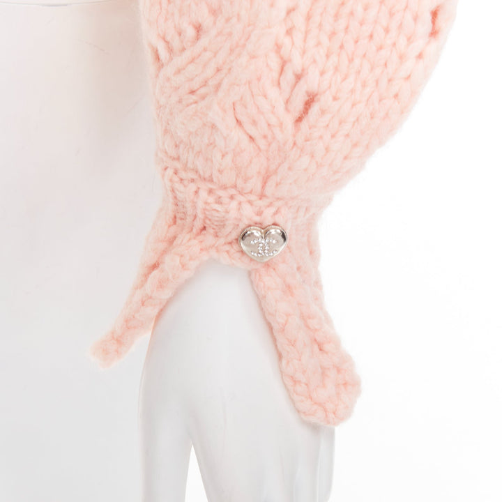CHANEL 21B pink wool alpaca blend ruffle capelet sweater FR34 XS