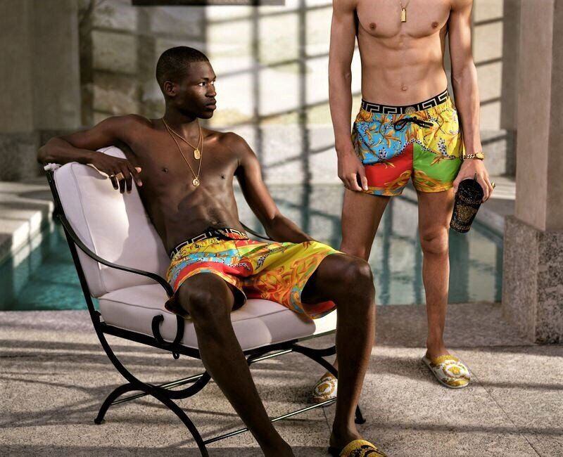 VERSACE Barocco Acanthus Pop print swim trunk shorts IT5 L