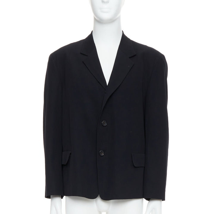 YOHJI YAMAMOTO black wool shoulder padded oversized boxy blazer M