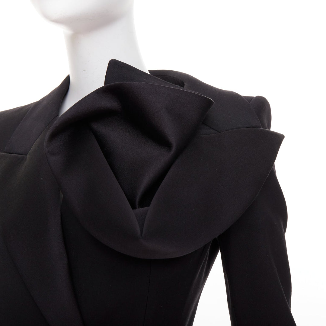 ALEXANDER MCQUEEN 2023 Orchid embellished black slim fit wool playsuit IT36 XS