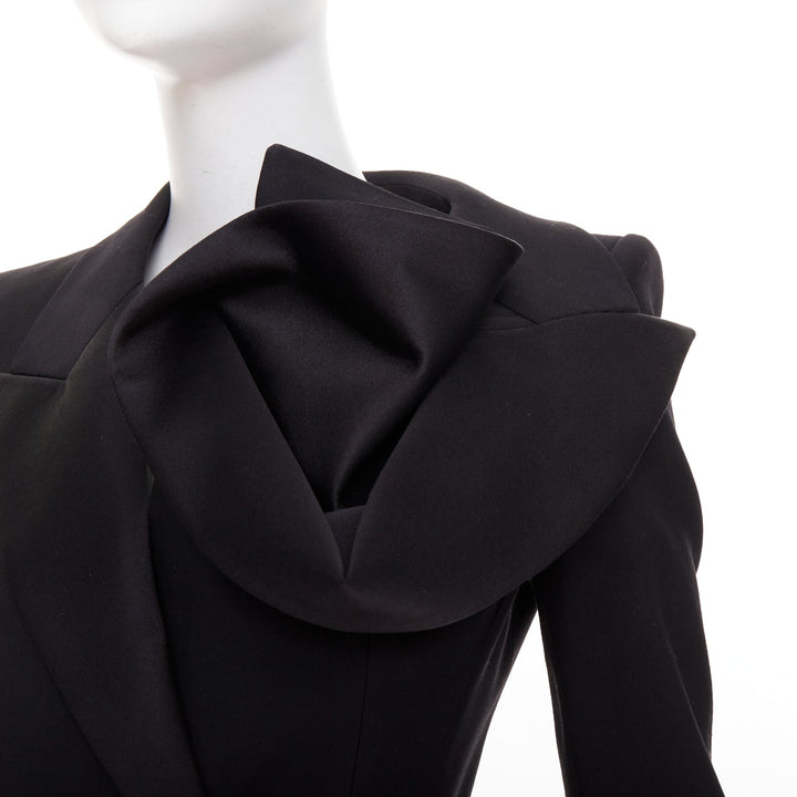 ALEXANDER MCQUEEN 2023 Orchid embellished black slim fit wool playsuit IT36 XS