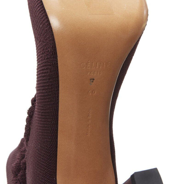 OLD CELINE Glove Bootie burgundy textured sock knit square toe boots EU40