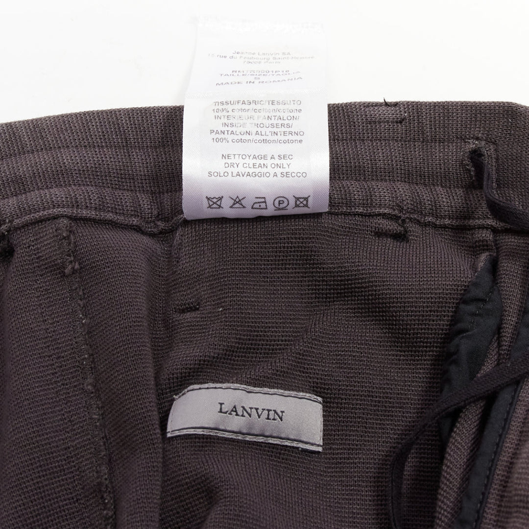 LANVIN grey cotton distressed trim washed waistband cropped pants S