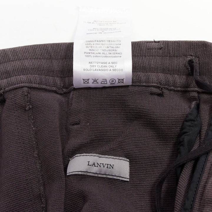 LANVIN grey cotton distressed trim washed waistband cropped pants S