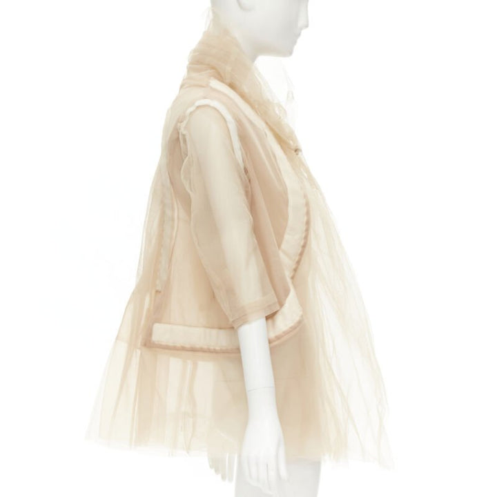 rare COMME DES GARCONS 2009 Runway nude deconstructed inside out tulle jacket XS