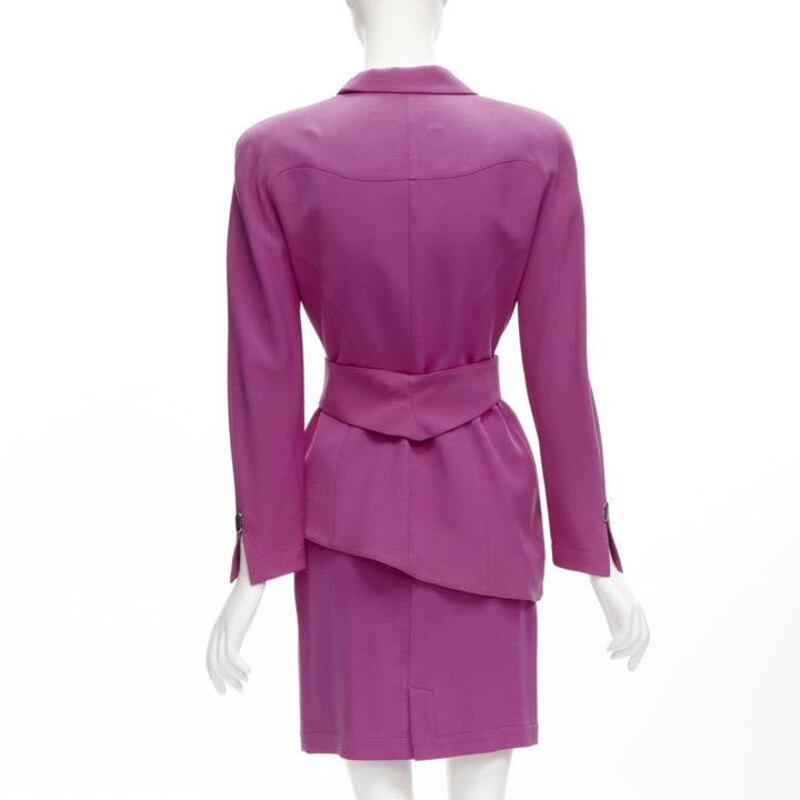 THIERRY MUGLER Vintage pink space age curved lapel metal buckle blazer IT9AT S