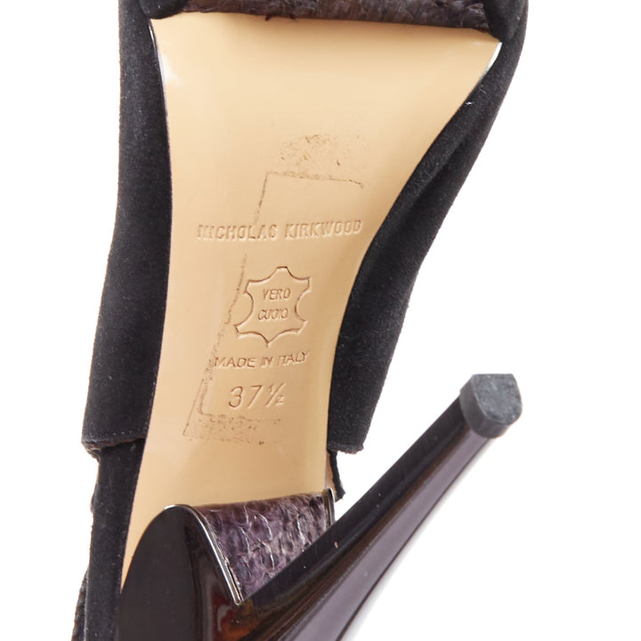 NICHOLAS KIRKWOOD brown black scaled leather platform sandals EU37.5