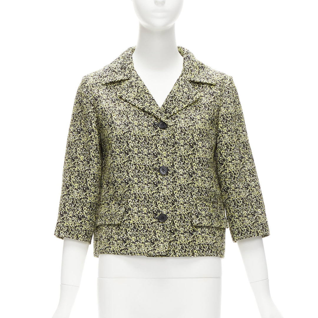 MARNI 2014 yellow speckle jacquard cotton blend cropped jacket IT38 XS
