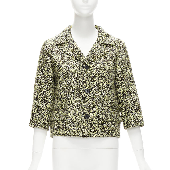 MARNI 2014 yellow speckle jacquard cotton blend cropped jacket IT38 XS