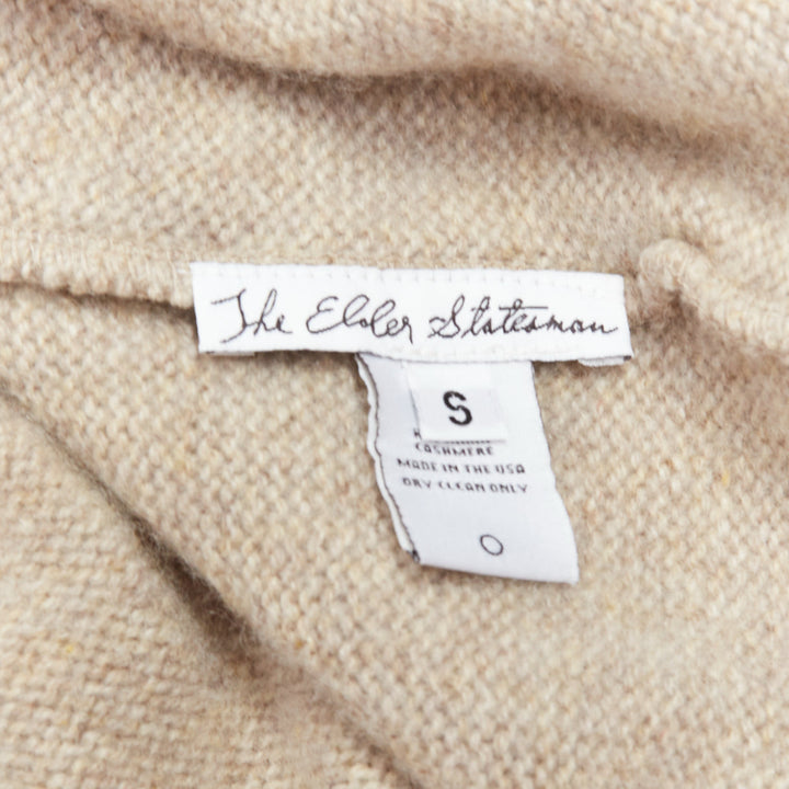 THE ELDER STATESMEN 100% cashmere oatmeal brown loose sweater S