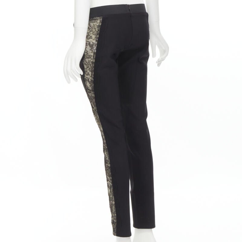 STELLA MCCARTNEY black contour seam sheer lace side stretch legging pants IT38 S