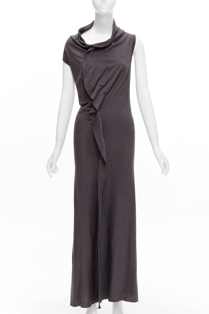COMME DES GARCONS 1998 Vintage grey cowl neck flutter seam 3D cut midi dress S