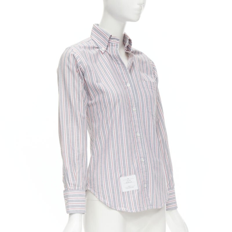 THOM BROWNE 2009 Signature grey red stripe cotton slim fit shirt US0