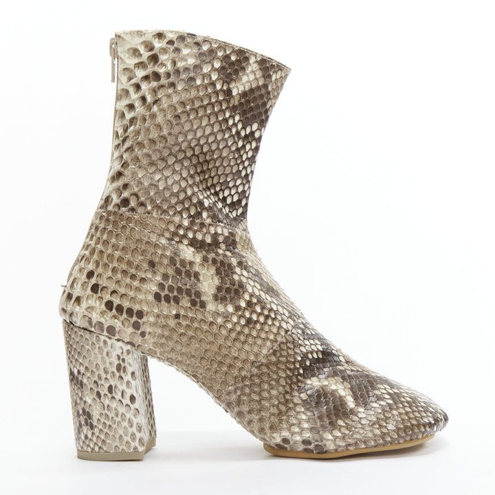 JUNYA WATANABE scaled animal print leather round toe boots M