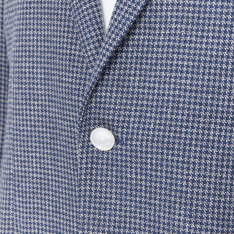 TOMORROWLAND blue white wool blend double button blazer jacket EU50 L