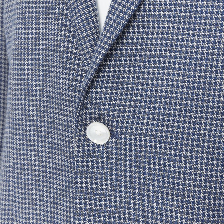 TOMORROWLAND blue white wool blend double button blazer jacket EU50 L