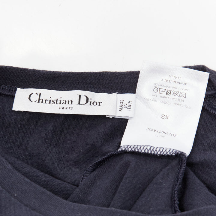CHRISTIAN DIOR WE Should All Be Feminists washed navy cotton linen tshirt XS