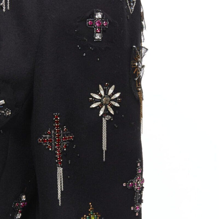 Runway CHANEL Paris London Metier D'art Lesage Punk cashmere coat FR40