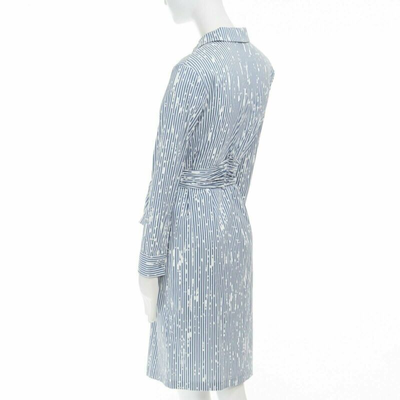 TOMAS MAIER cotton blend blue white splatter print belted casual dress US0 XS
