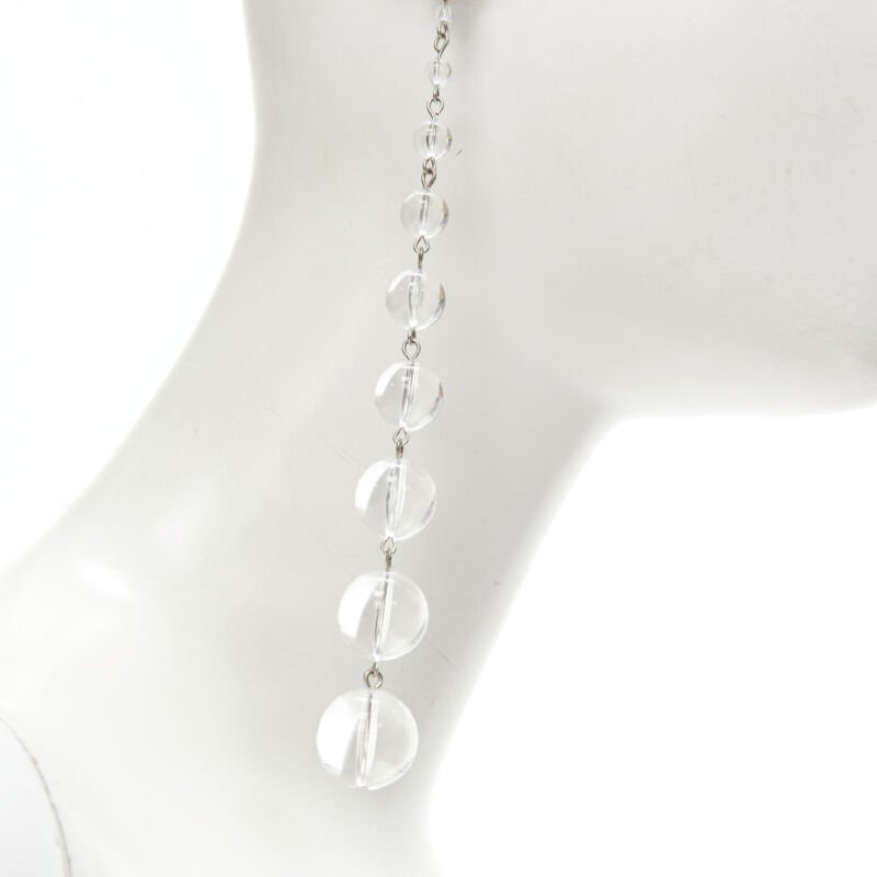 OSCAR DE LA RENTA clear enamel acrylic ball drop statement earrings