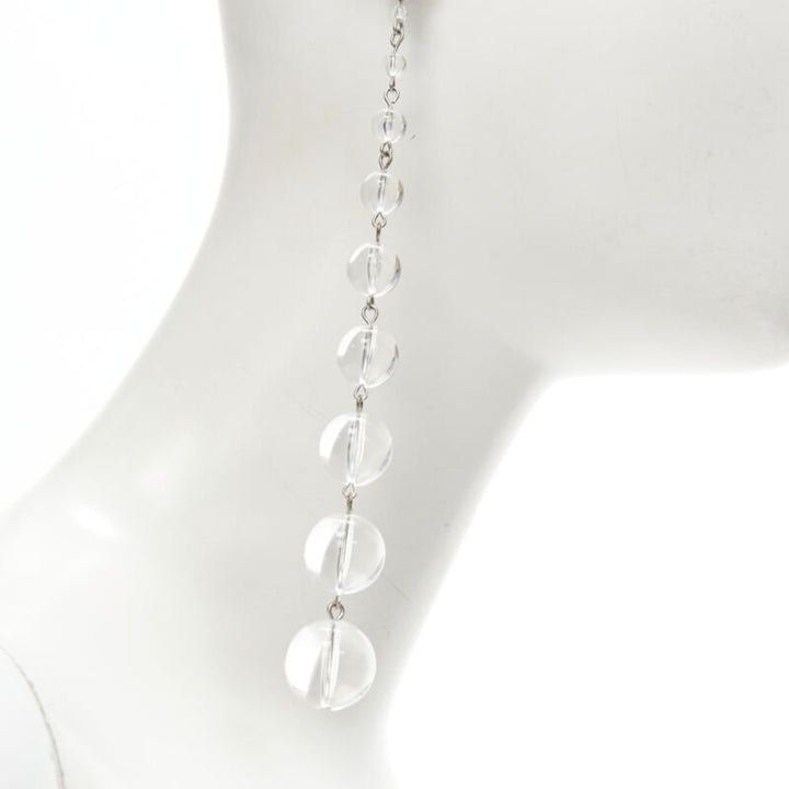 OSCAR DE LA RENTA clear enamel acrylic ball drop statement earrings