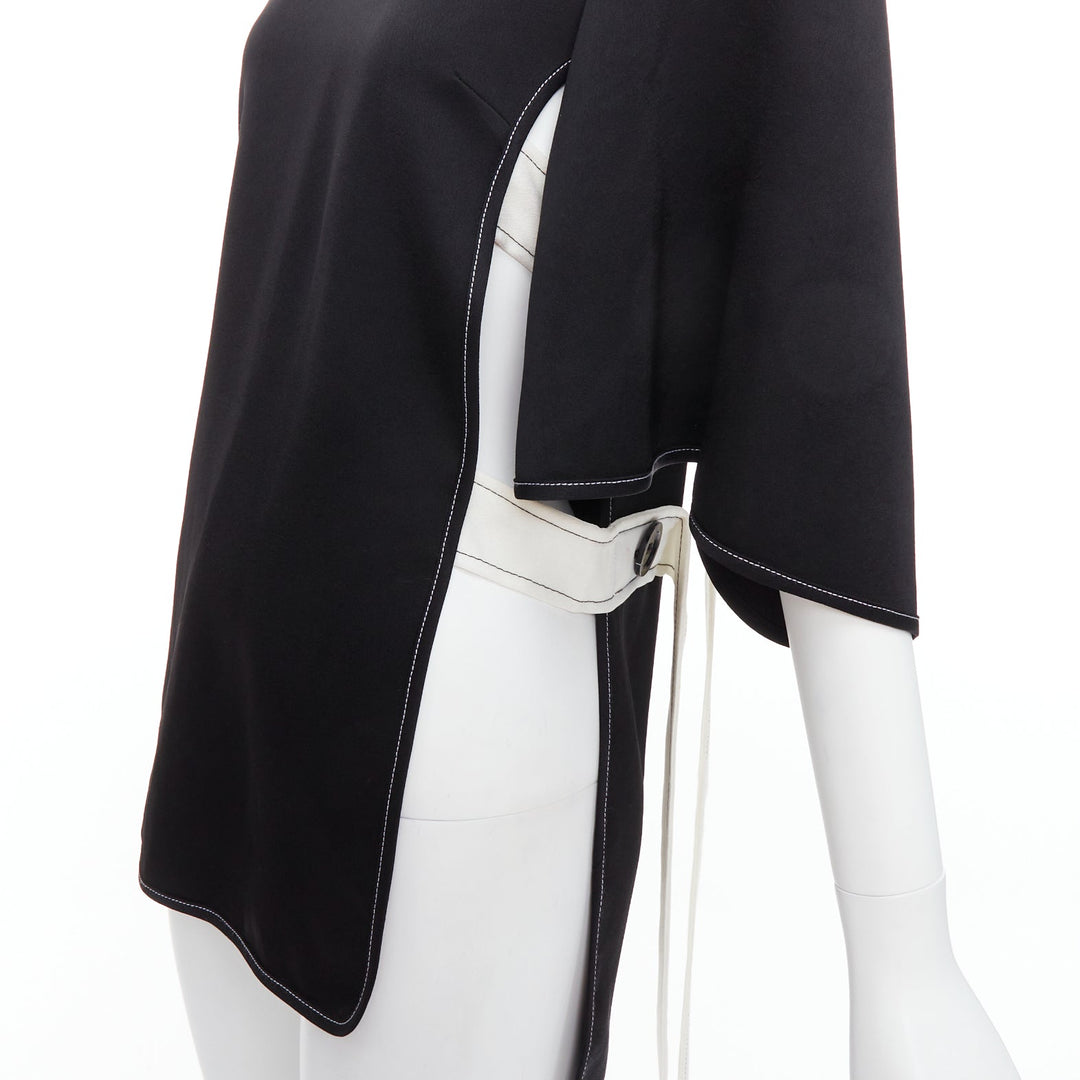 ELLERY black white bicolor cut out overstitch backless hi-low top UK8 M