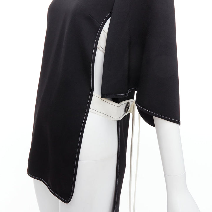 ELLERY black white bicolor cut out overstitch backless hi-low top UK8 M