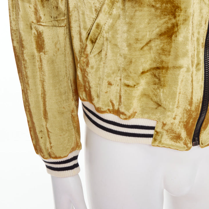 rare HAIDER ACKERMANN 2015 RUnway gold crushed velvet Teddy bomber jacket S