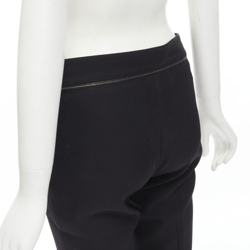 GUCCI black viscose silver waist trim straight leg trousers IT38 XS