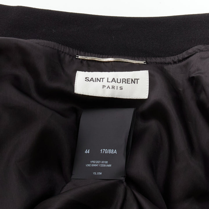 SAINT LAURENT 2021 Teddy floral crepe embellished bomber jacket FR44 XS
