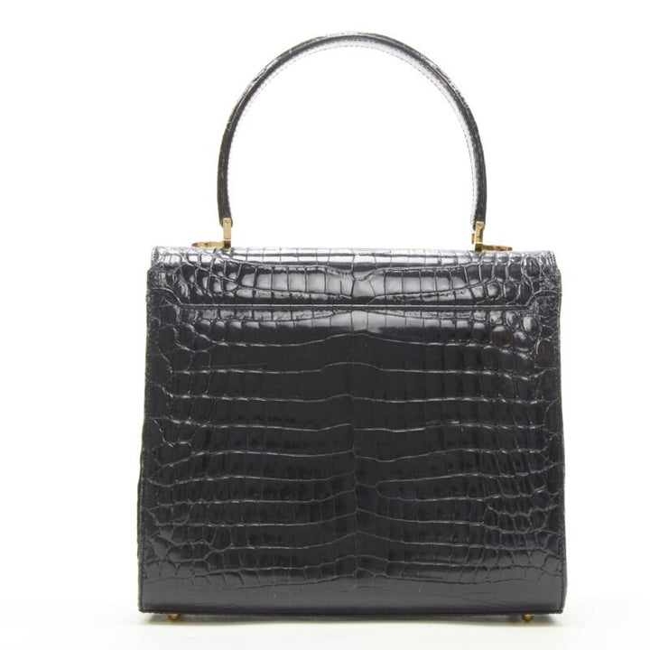 KWANPEN black polished leather gold turnlock crossbody flap satchel bag